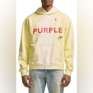 NWT | Purple Brand | French Terry Distressed Yellow Hoodie | Sz XXL
